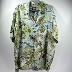 Harley-Davidson Tori Richard 100% Silk Button-down Men's Hawaiian Shirt, L
